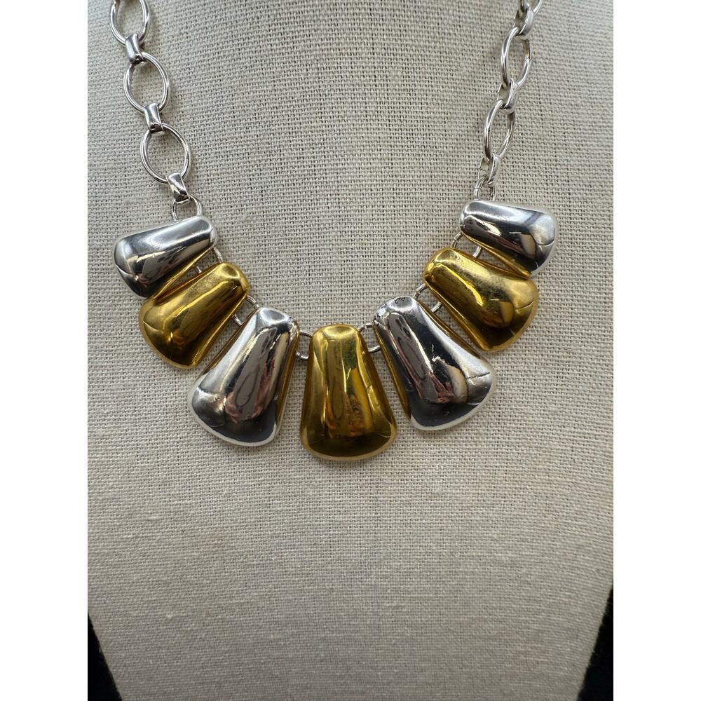 Vintage Crown Trifari Two Tone Link Necklace